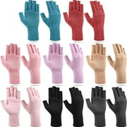 AIGIA 8 Pairs Arthritis Compression Gloves Relieve Muscle Pain Fingerless Gloves for Women Men Carpal Tunnel and Hand Pain Relief